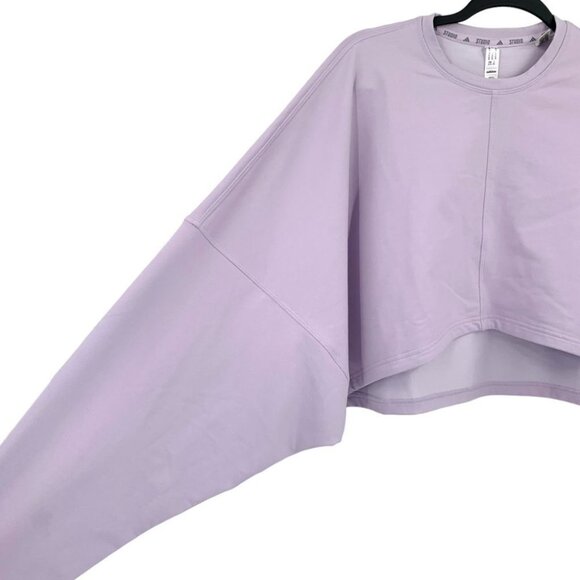 Adidas Aeroready Crewneck Sweatshirt Women's XL Purple Cropped Oversized - Picture 3 of 9